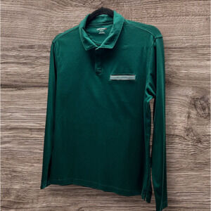 Untuckit Damaschino Long Sleeve With Pocket Men's M Henley Casual Kelly Green